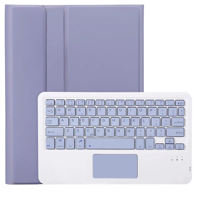 A13B-A For iPad Pro 11 (2024) Pen Slot Leather Tablet Case + Bluetooth-compatible Keyboard with Touchpad - Purple