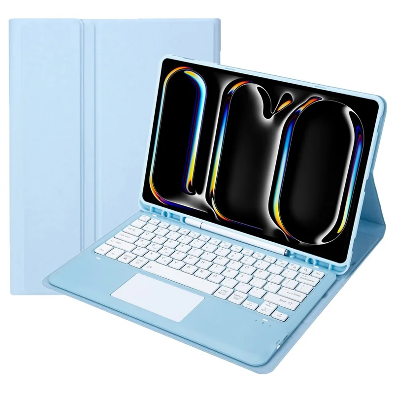A14B-A Para iPad Pro 13 (2024) Capa de Tablet Destacável de Couro com Teclado Bluetooth, Slot para Caneta - Azul
