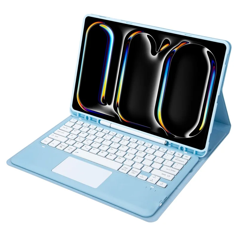 A14B-A Para iPad Pro 13 (2024) Capa de Tablet Destacável de Couro com Teclado Bluetooth, Slot para Caneta - Azul