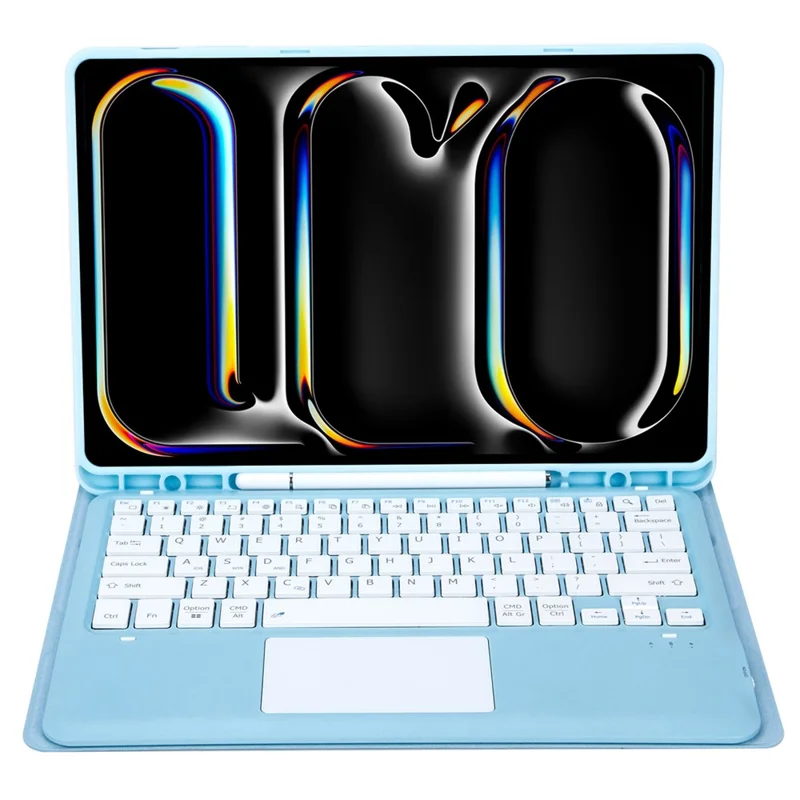 A14B-A Para iPad Pro 13 (2024) Capa de Tablet Destacável de Couro com Teclado Bluetooth, Slot para Caneta - Azul