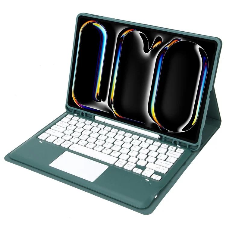 A14B-A per iPad Pro 13 (2024) Custodia in pelle staccabile con tastiera Bluetooth, slot per penna - Verde scuro