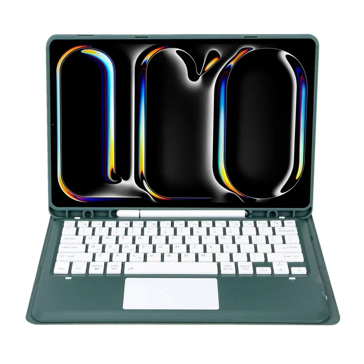 A14B-A per iPad Pro 13 (2024) Custodia in pelle staccabile con tastiera Bluetooth, slot per penna - Verde scuro