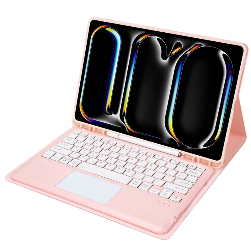 A14B-A Für iPad Pro 13 (2024) Abnehmbares Lederetui mit Bluetooth-Tastatur, Stiftfach - Rosa
