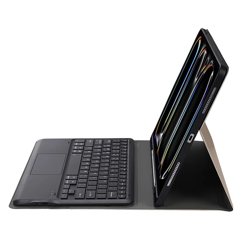 A14B-A Für iPad Pro 13 (2024) Abnehmbare Leder-Tablet-Hülle mit Bluetooth-Tastatur, Stifthalter - Gold