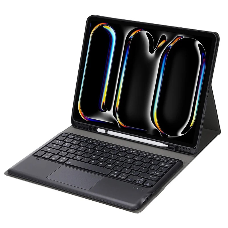 A14B-A For iPad Pro 13 (2024) Detachable Leather Tablet Case with Bluetooth-compatible Keyboard, Pen Slot - Black