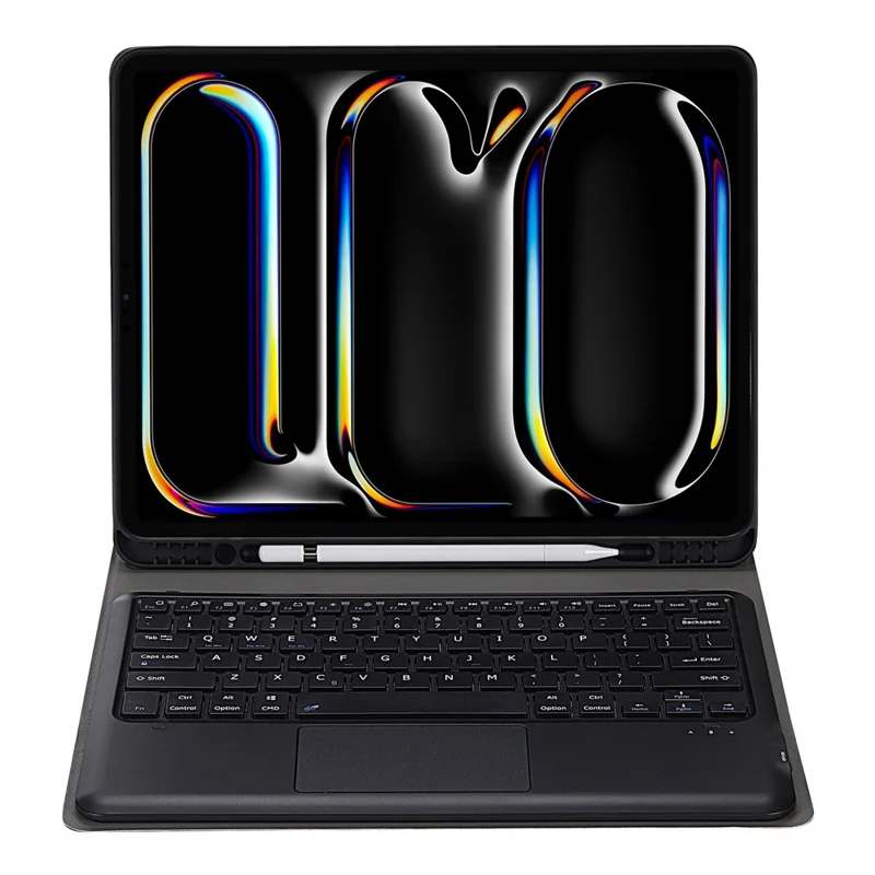 A14B-A For iPad Pro 13 (2024) Detachable Leather Tablet Case with Bluetooth-compatible Keyboard, Pen Slot - Black
