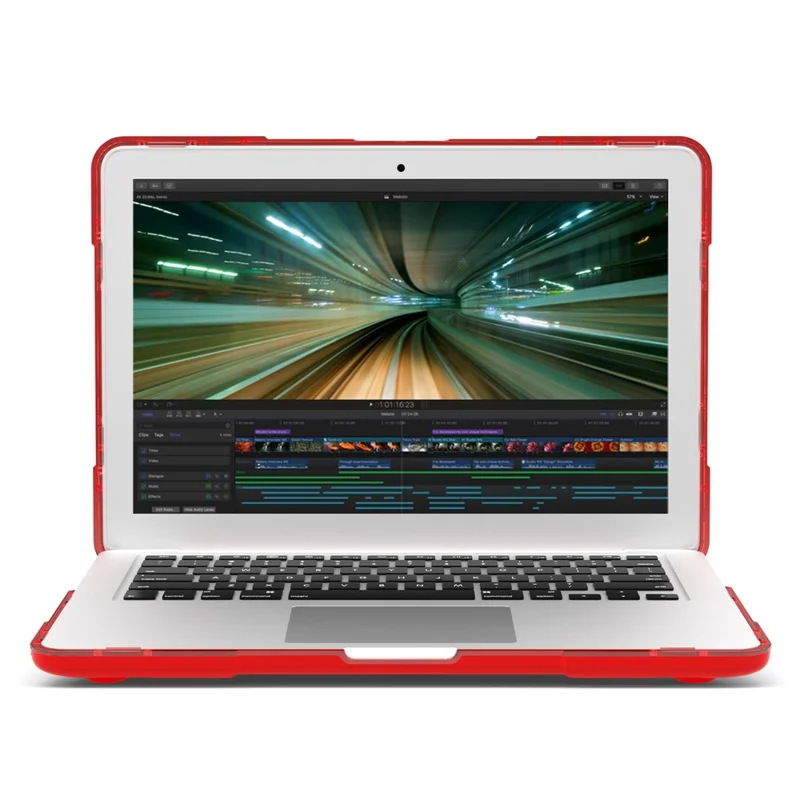 To-styks design med varmeafledning i plast + TPU med stand til MacBook New Pro 16" A2141 - Rød