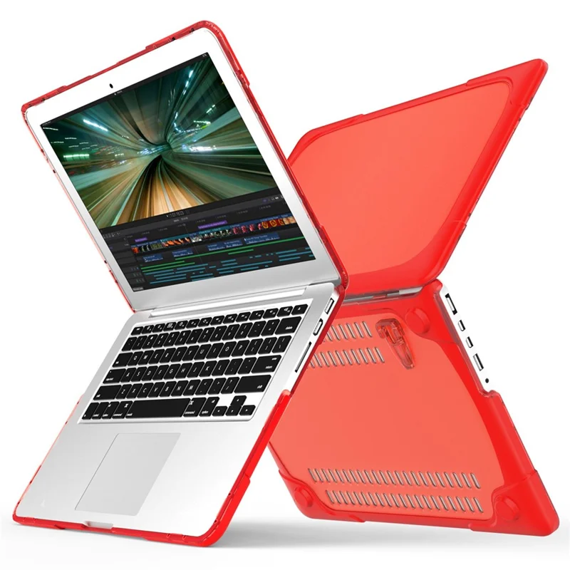 To-styks design med varmeafledning i plast + TPU med stand til MacBook New Pro 16" A2141 - Rød