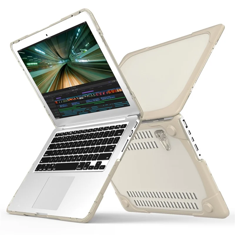 Wärmeabzugs-Design Zweiteiler Kunststoff + TPU mit Ständer Schale für MacBook New Pro 16" A2141 - Khaki