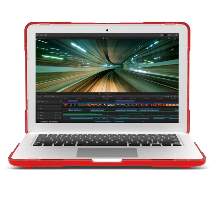 Two-Piece Plastic + TPU Protective Case Shell with Stand Design for MacBook Pro 13 inch (2020) A2251 / A2289 / A2338 (M1 / M2) - Red