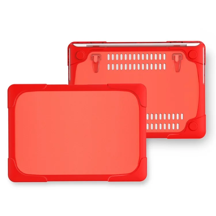 Popeye Series Two-piece Plastic + TPU Protective Case Shell with Stand Design for MacBook Pro 13 inch (2020) A2251 / A2289 / A2338 (M1 / M2) - Red