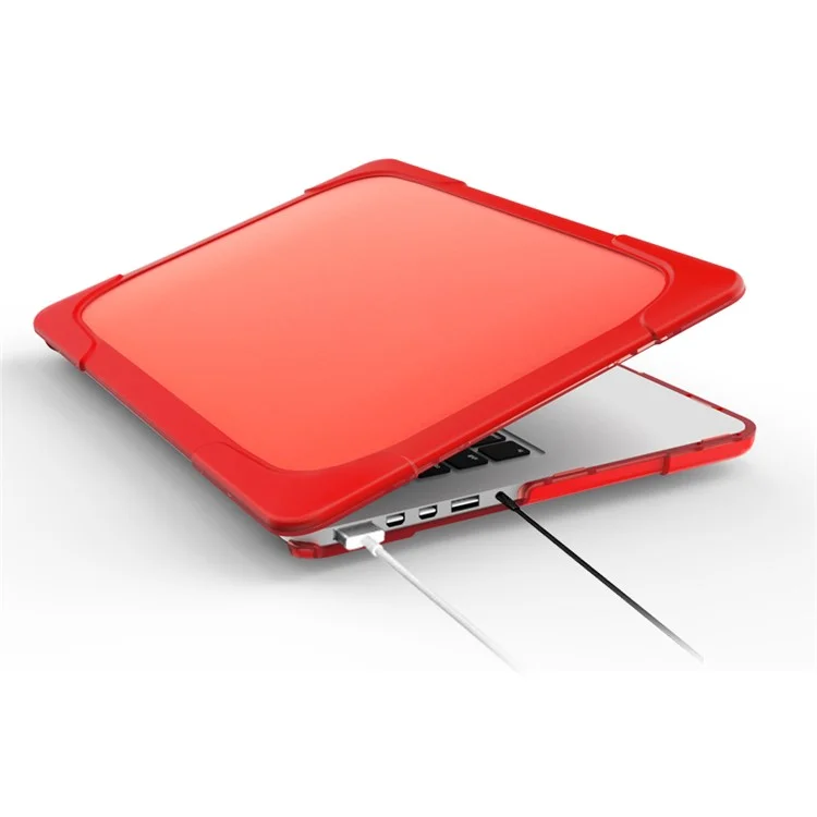 Two-Piece Plastic + TPU Protective Case Shell with Stand Design for MacBook Pro 13 inch (2020) A2251 / A2289 / A2338 (M1 / M2) - Red
