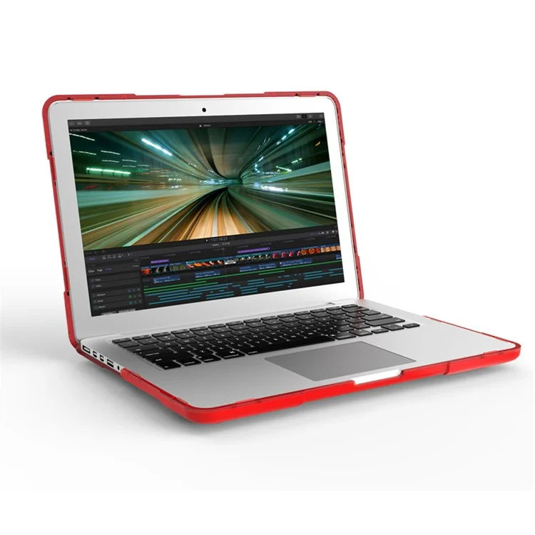 Plástico de Duas Peças + Casa de Proteção TPU Com Design de Suporte Para MacBook Pro 13 Polegadas (2020) A2251/A2289/A2338 (M1/M2) - Vermelho