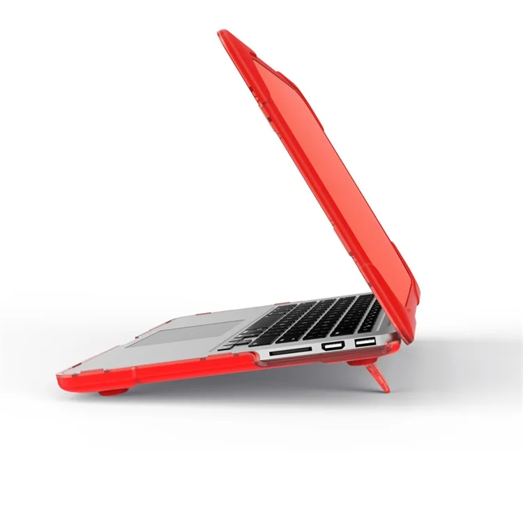 Popeye Series Two-piece Plastic + TPU Protective Case Shell with Stand Design for MacBook Pro 13 inch (2020) A2251 / A2289 / A2338 (M1 / M2) - Red