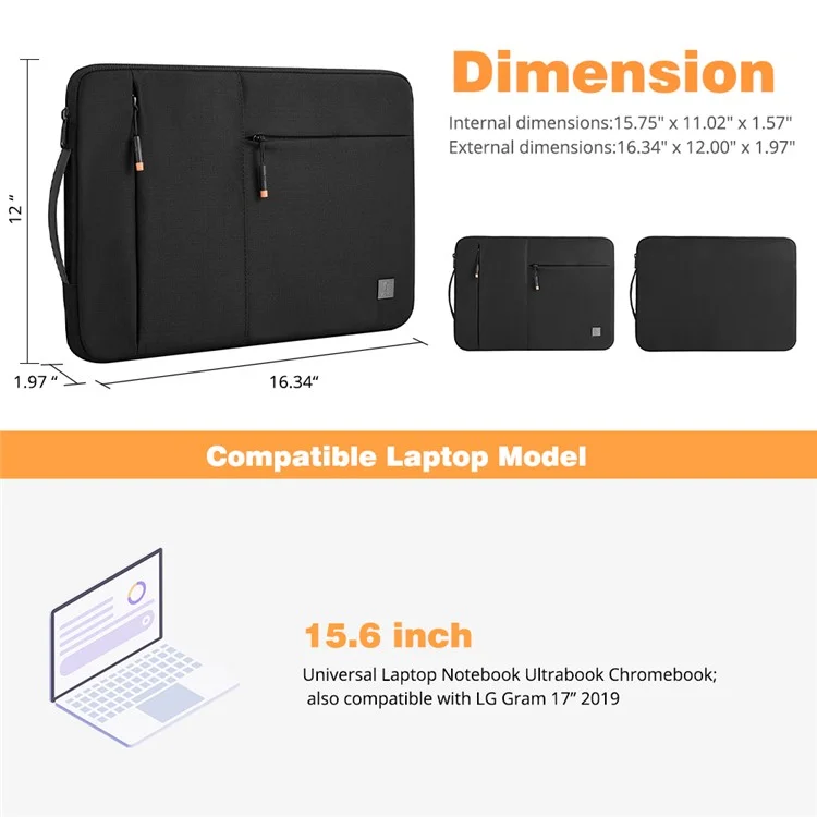 WIWU Borsa per laptop impermeabile della serie Alpha Custodia leggera per notebook da 15,6 pollici Laptop MacBook 