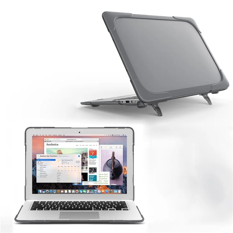 Caso de Proteção Híbrido PC+TPU Transparente Para MacBook Air 13 "(a1932/a2179) 2018/2019/2020 - Cinza