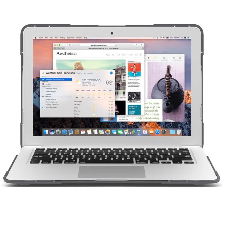Custodia protettiva ibrida in PC+TPU trasparente per MacBook Air 13" (A1932 / A2179) 2018 / 2019 / 2020 - Grigio
