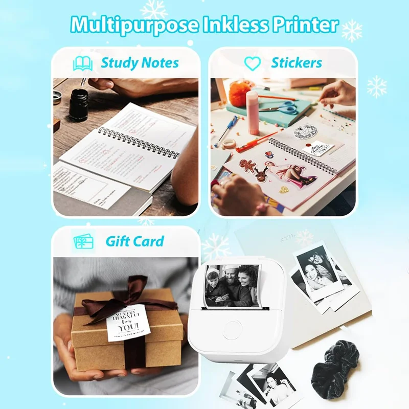 PHOMEMO T02 Mini Thermal Printer Bluetooth-compatible Home Label Printing Device - White+Green