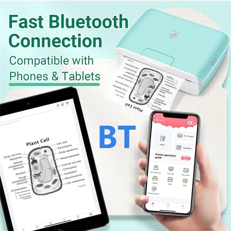 PHOMEMO M04S Мини-принтер Bluetooth без чернил, термический, беспроводной, для печати фотографий, этикеток, заметок - зеленый