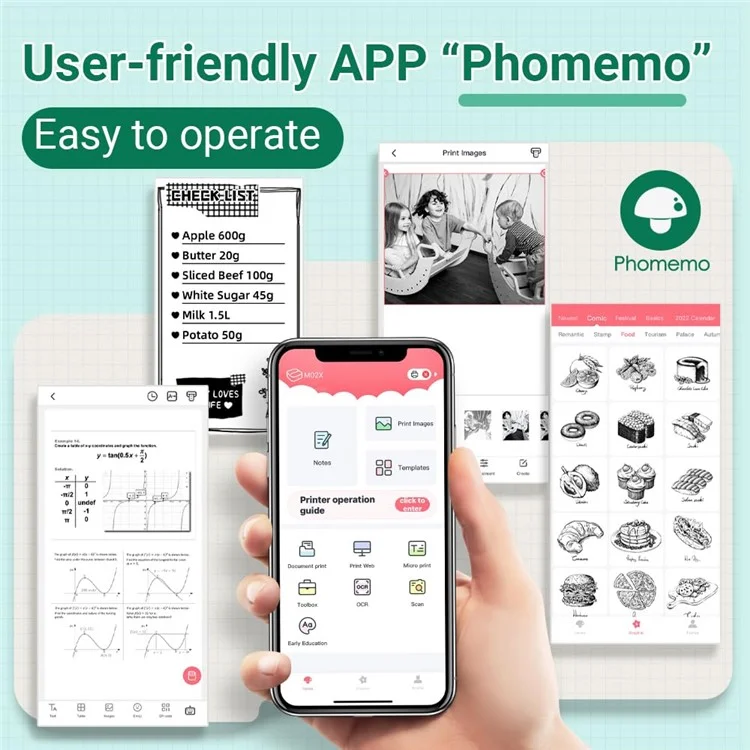 PHOMEMO M04S Мини-принтер Bluetooth без чернил, термический, беспроводной, для печати фотографий, этикеток, заметок - зеленый