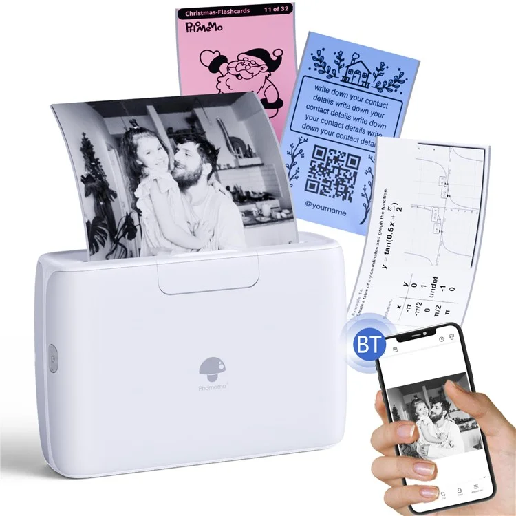 PHOMEMO M04S Mini Bluetooth-compatible Inkless Thermal Printer Wireless Photos Labels Notes Printer - White