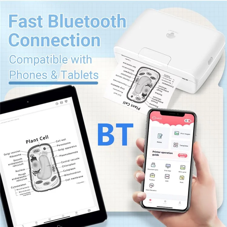PHOMEMO M04S Mini Bluetooth-compatible Inkless Thermal Printer Wireless Photos Labels Notes Printer - White