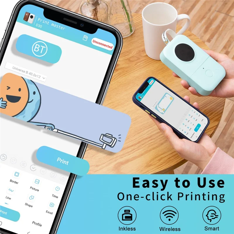 PHOMEMO D30 Portable Inkless Wireless Label Maker Mini Thermal Label Printer for Home School Office - Green
