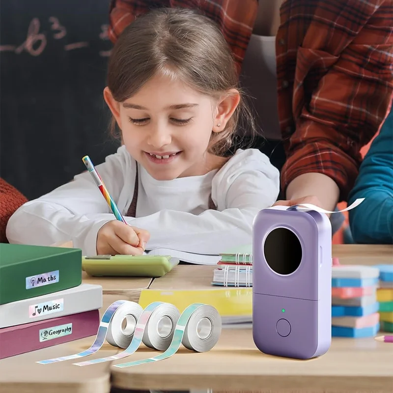 PHOMEMO D30 Portable Inkless Wireless Label Maker Mini Thermal Label Printer for Home School Office - Purple