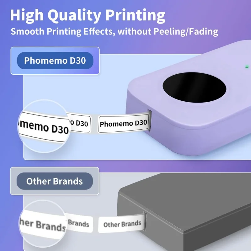 PHOMEMO D30 Portable Inkless Wireless Label Maker Mini Thermal Label Printer for Home School Office - Purple