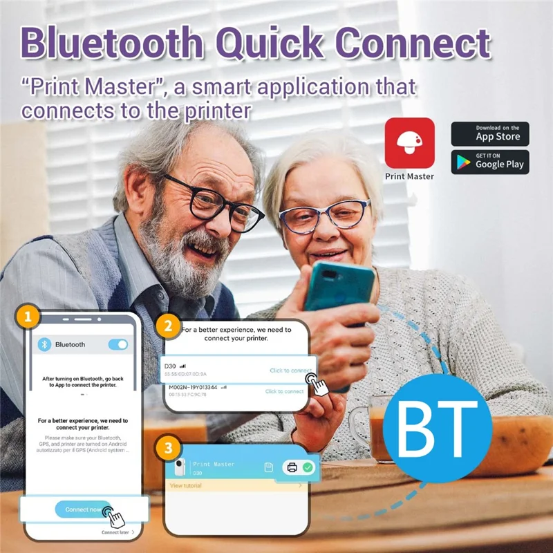 PHOMEMO D30 Portable Inkless Wireless Label Maker Mini Thermal Label Printer for Home School Office - Purple