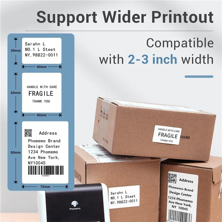 PHOMEMO M200 Mini Thermal Label Maker 203DPI Bluetooth-compatible Barcode Labeler - White