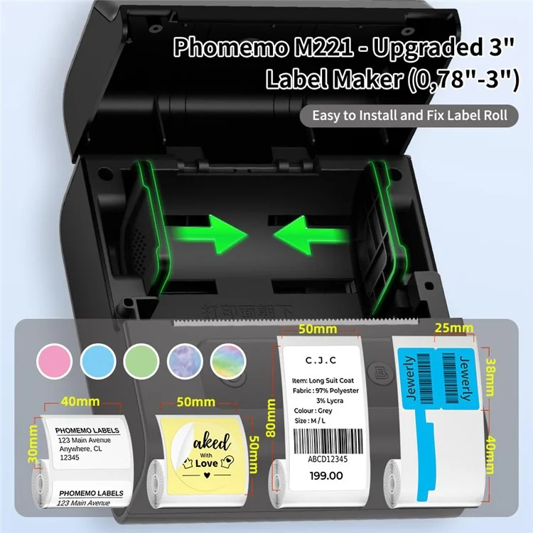 PHOMEMO M221 Thermal Wireless Label Printer Mini Barcode Printer Bluetooth-compatible Label Maker - Grey