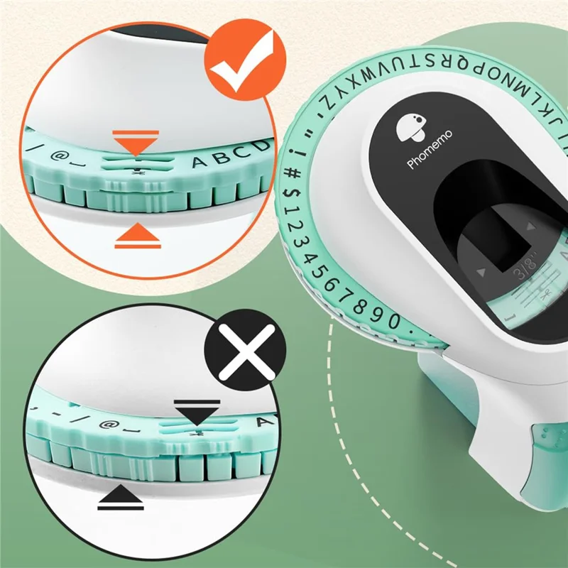 PHOMEMO E975 Manual Embossing Label Maker Handheld Embossed Label Machine with 3 Rolls Of Tapes - Green