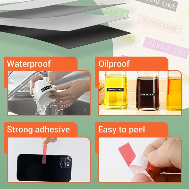 PHOMEMO E975 Manual Embossing Label Maker Handheld Embossed Label Machine with 3 Rolls Of Tapes - Green