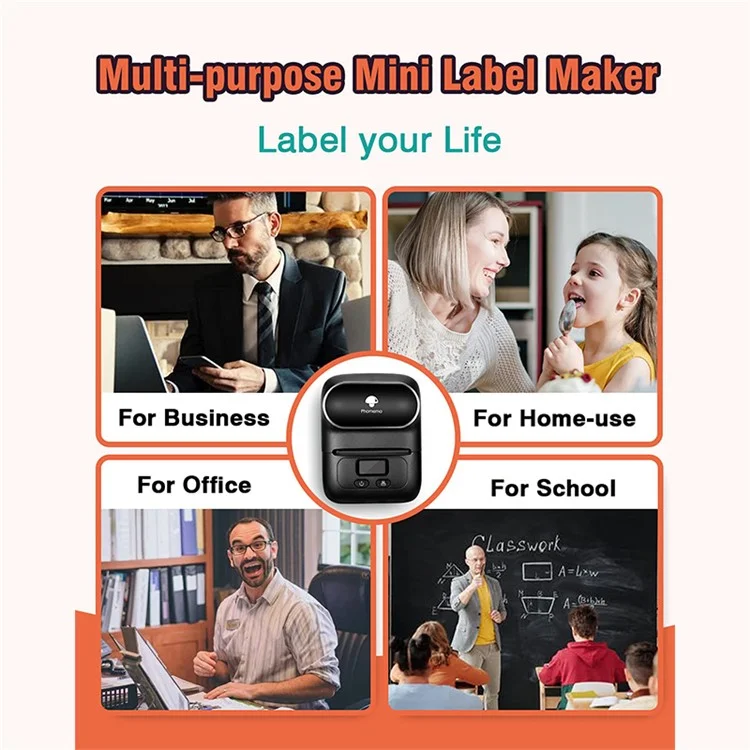 PHOMEMO M110 Mini Bluetooth-compatible Inkless Thermal Printer Wireless Clothes Barcode Label Price Tag Printer - Black
