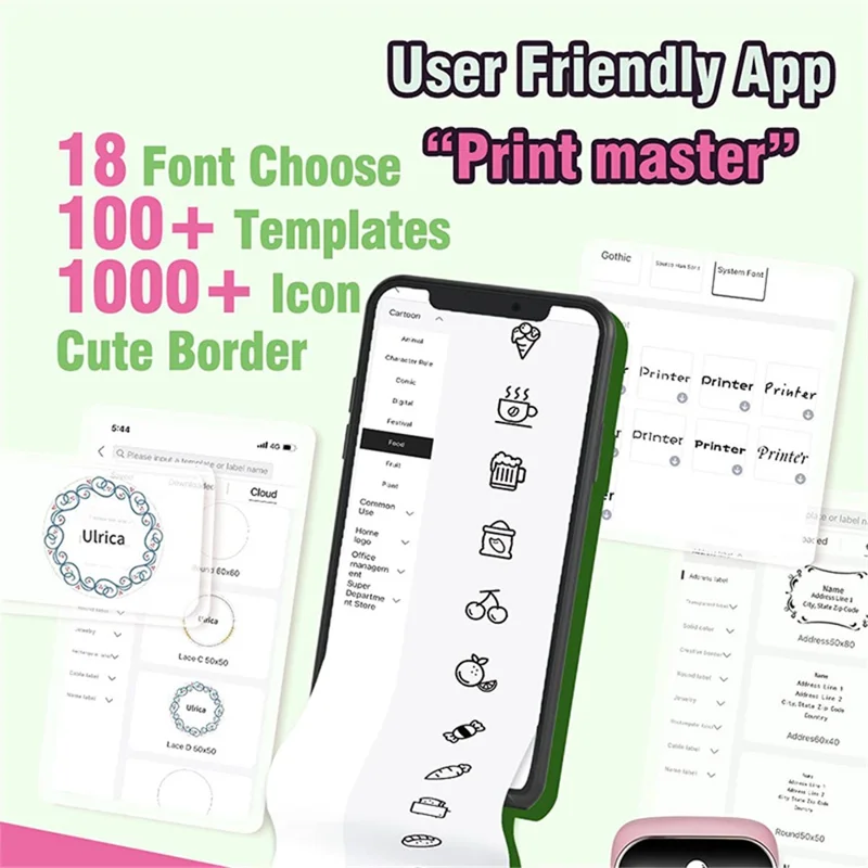 PHOMEMO M110 Mini Bluetooth-compatible Inkless Thermal Printer Wireless Clothes Barcode Label Price Tag Printer - Pink