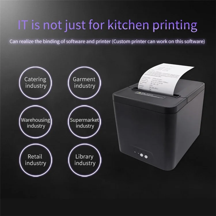 80A Thermal Receipt Printer POS Printing Tool with 80mm Printing Width - US Plug