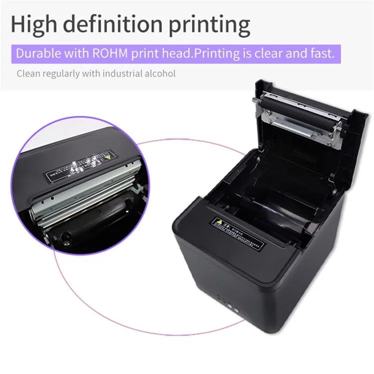 80A Thermal Receipt Printer POS Printing Tool with 80mm Printing Width - US Plug