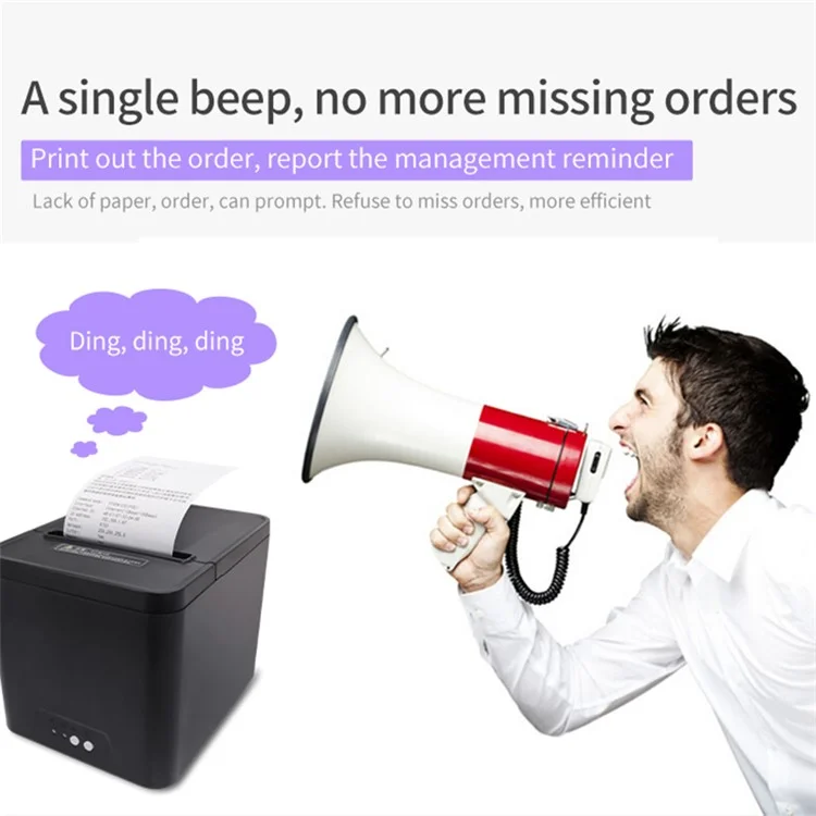 80A Thermal Receipt Printer POS Printing Tool with 80mm Printing Width - US Plug