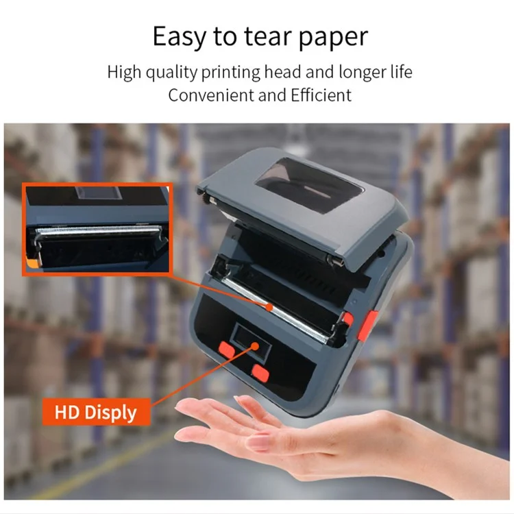 TPL80H Portable Thermal Label Printer Wireless Mobile Receipt Printer, USB+Bluetooth-compatible Version - UK Plug