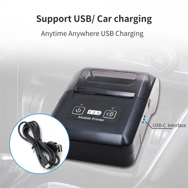 H20 USB + Bluetooth 203DPI Портативный термопринтер 48мм Принтер для чеков - US Plug