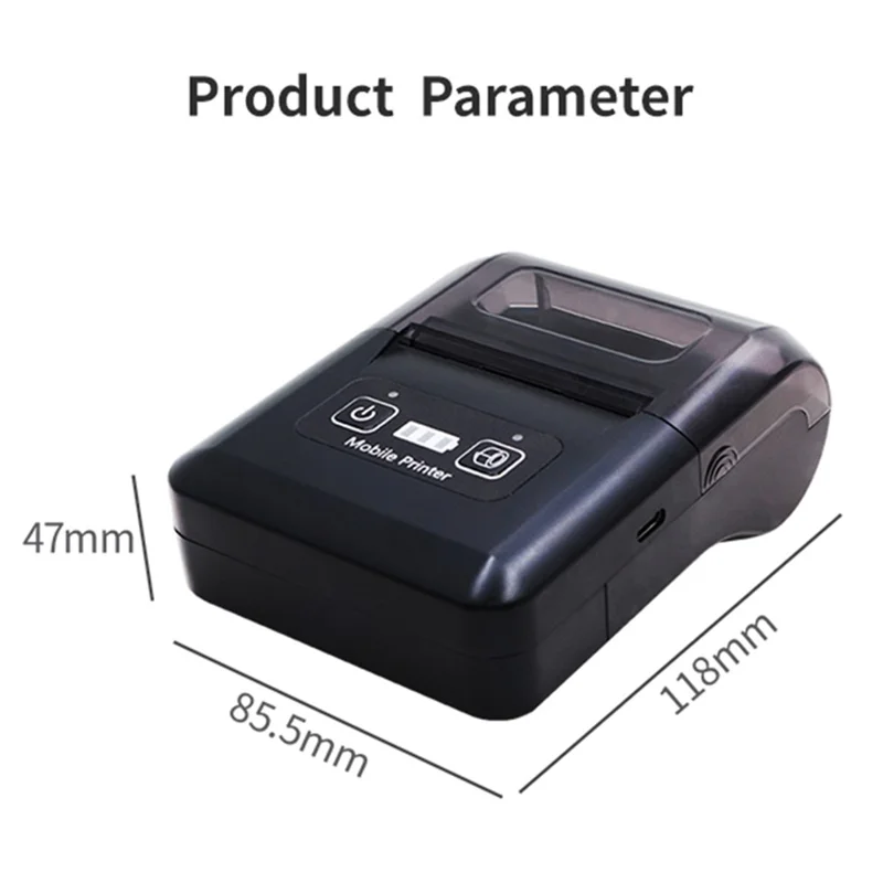 H20 USB + Bluetooth-compatible 203DPI Portable Thermal Printer 48mm Receipt Printer - UK Plug