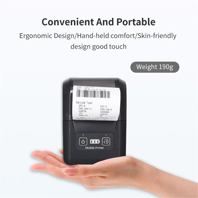 H20 USB + Bluetooth-compatible 203DPI Portable Thermal Printer 48mm Receipt Printer - UK Plug