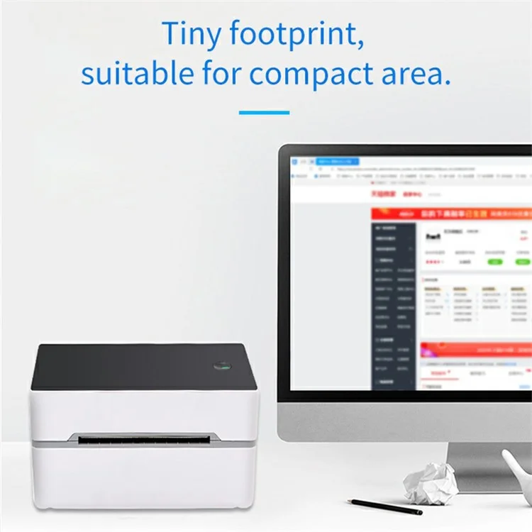 TDL402 Fast Printing 203DPI Thermal Printer Inkless Barcode Label Printer, USB + Bluetooth-compatible Version - US Plug