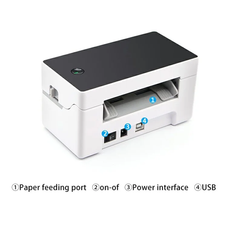 TDL402 Fast Printing 203DPI Thermal Printer Inkless Barcode Label Printer, USB + Bluetooth-compatible Version - US Plug