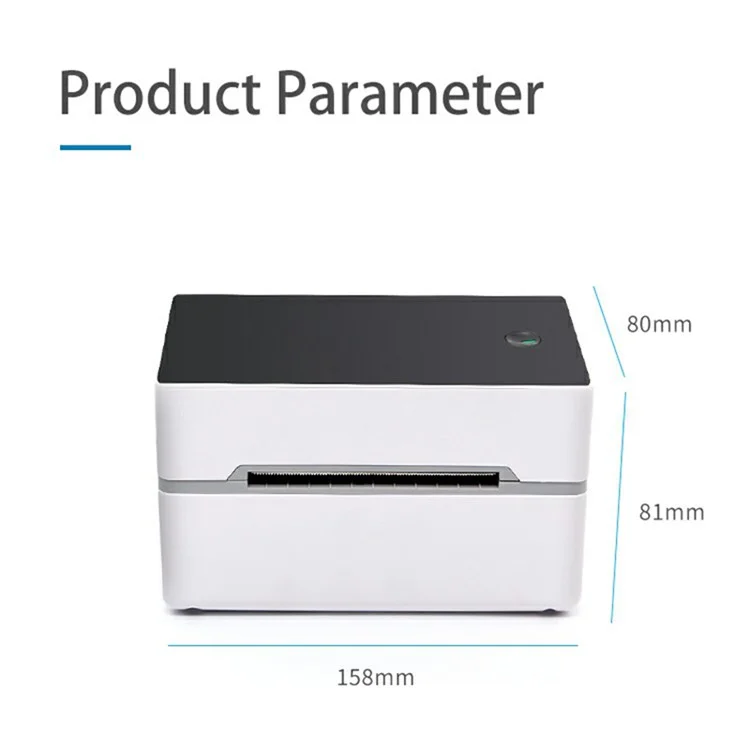 TDL402 Fast Printing 203DPI Thermal Printer Inkless Barcode Label Printer, USB + Bluetooth-compatible Version - US Plug