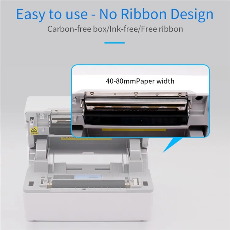 TDL402 Fast Printing 203DPI USB Thermal Printer Inkless Barcode Label Printer - US Plug