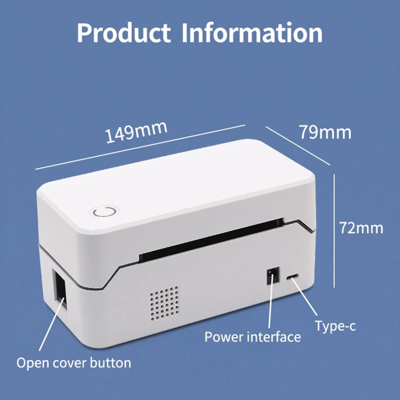 TDL401H 40-80mm Printing Width Thermal Printer Barcode Label Printer, USB+Bluetooth-compatible Version - EU Plug