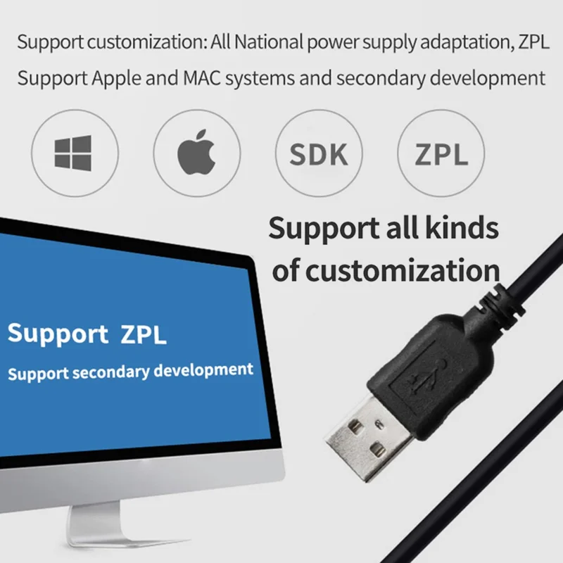 TDL401H 40-80mm Printing Width Thermal Printer Barcode Label Printer, USB+Bluetooth-compatible Version - UK Plug