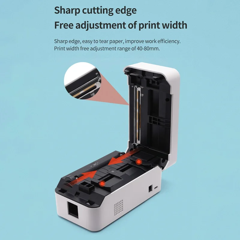 TDL401H 40-80mm Printing Width Thermal Printer Barcode Label Printer, USB+Bluetooth-compatible Version - UK Plug